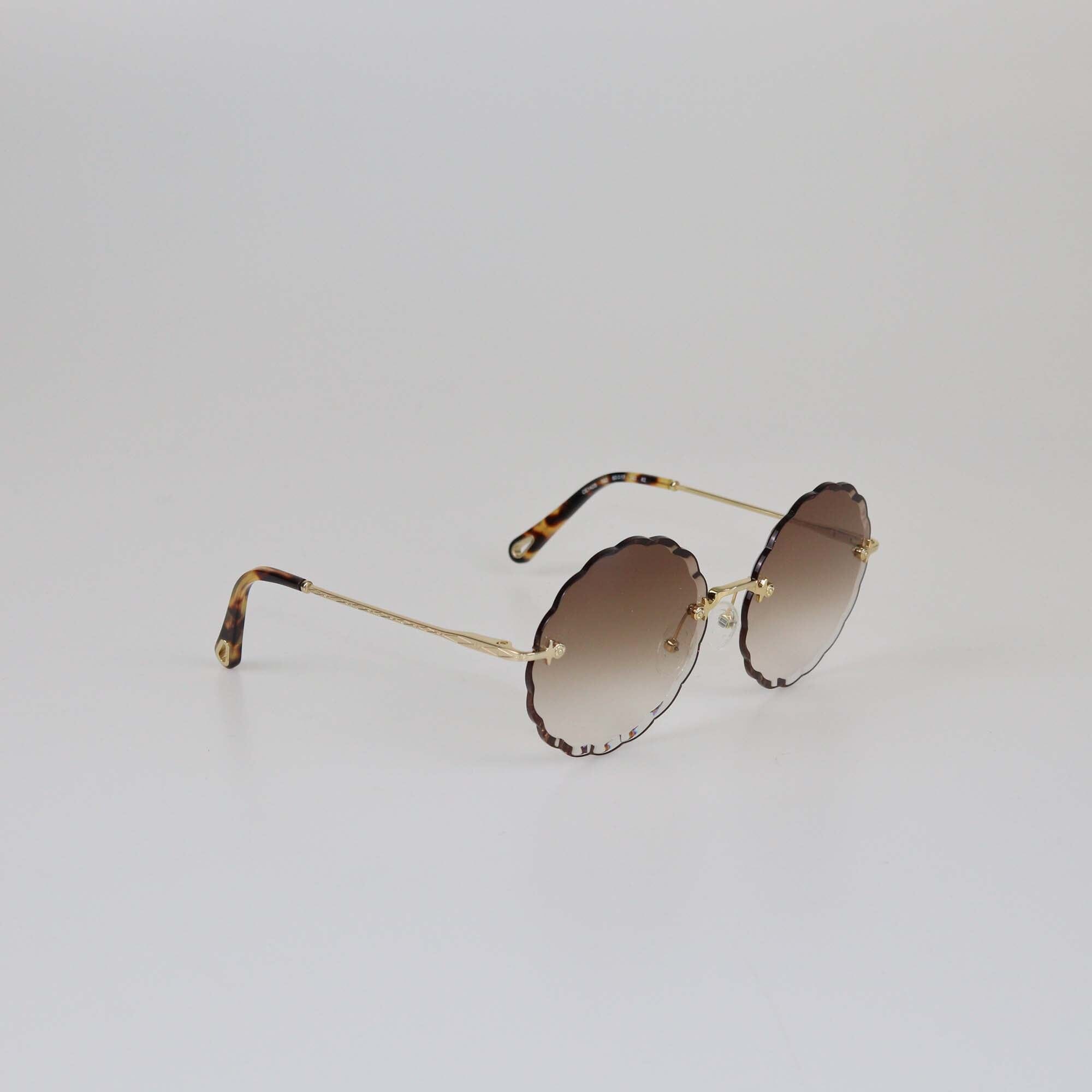 Chloe Brown Gradient Scalloped Sunglasses Womens Chloe 