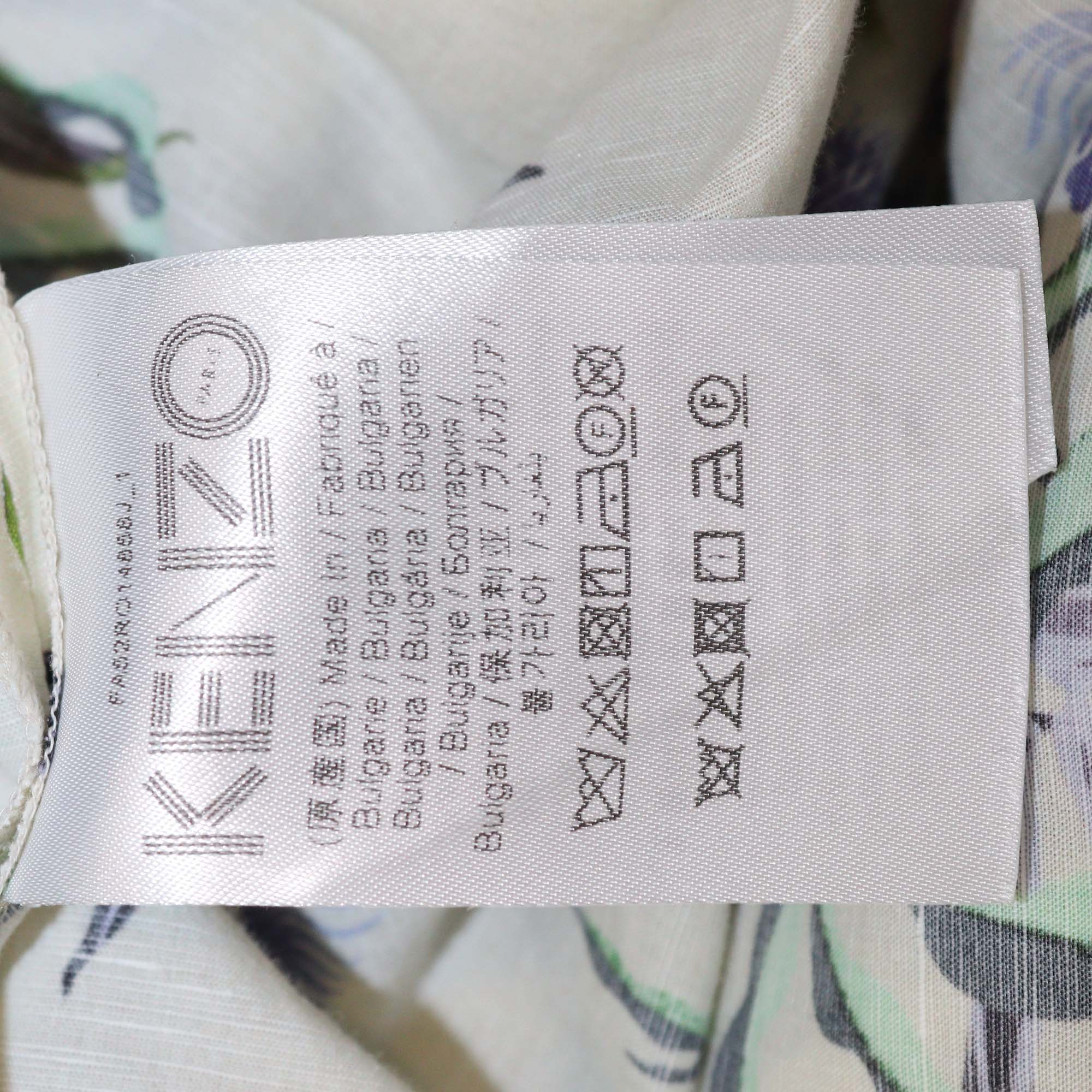 Kenzo Light Green/Multicolor Printed Sleeveless Belted Mini Dress