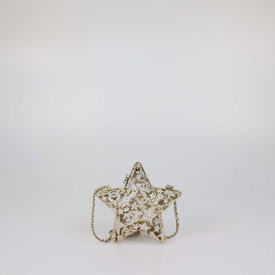 Chanel Gold Tone Metal Rhinestone CC Star Minaudiere Clutch
