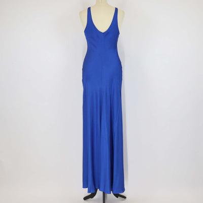 L'agence Blue Viscose V Neck Sleeveless Slip Dress