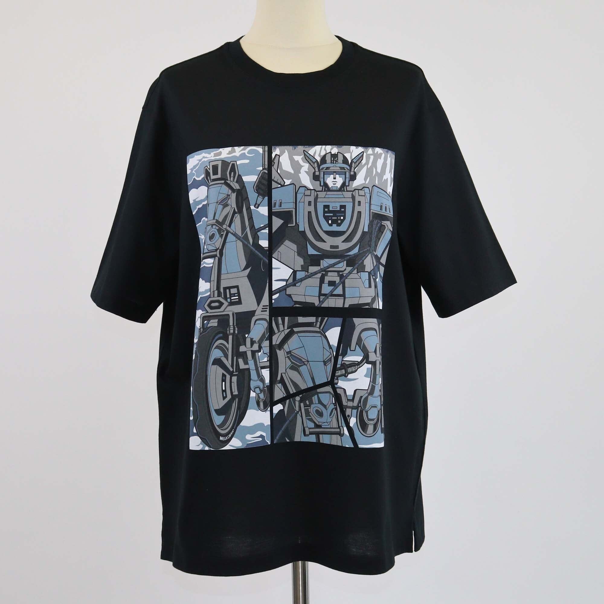 Hermes Black Mega Chariot Print Short Sleeve T-Shirt Mens Hermes 