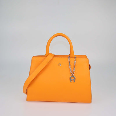 Aigner Orange Leather Medium Cybill Tote