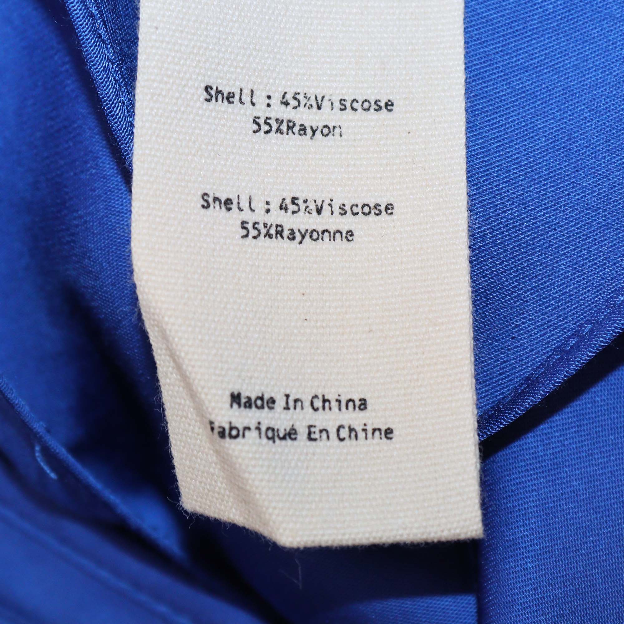 L'agence Blue Viscose V Neck Sleeveless Slip Dress