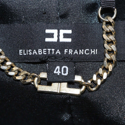 Elisabetta Franchi Black Jersey Lace Up Detail Coat