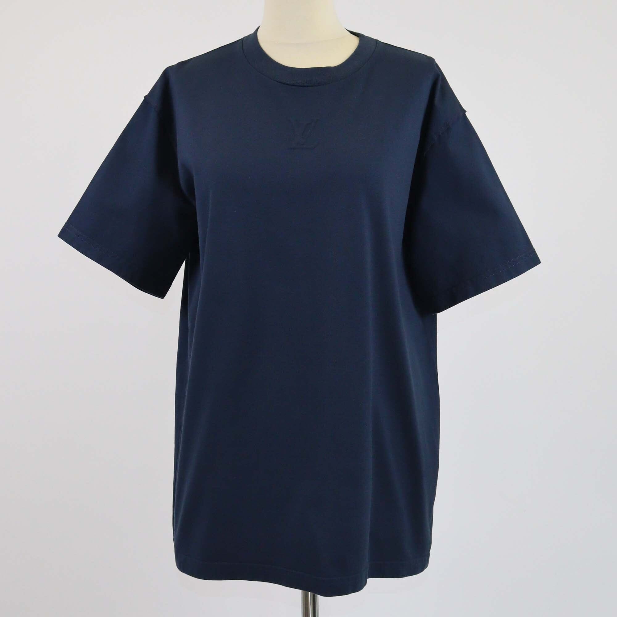 Louis Vuitton Navy Blue Initial Embossed Short Sleeve T-Shirt Mens Louis Vuitton 