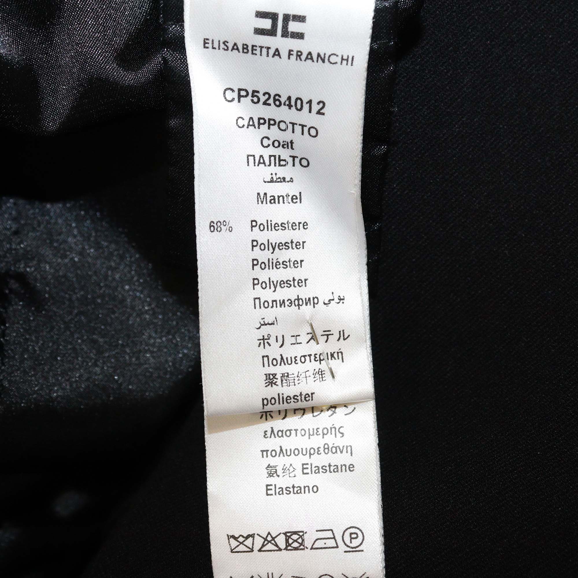 Elisabetta Franchi Black Jersey Lace Up Detail Coat