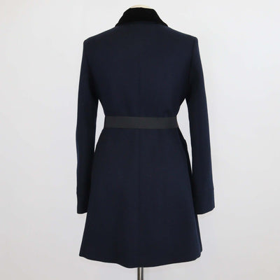 Gucci Navy Blue Wool Rajah Belted Coat