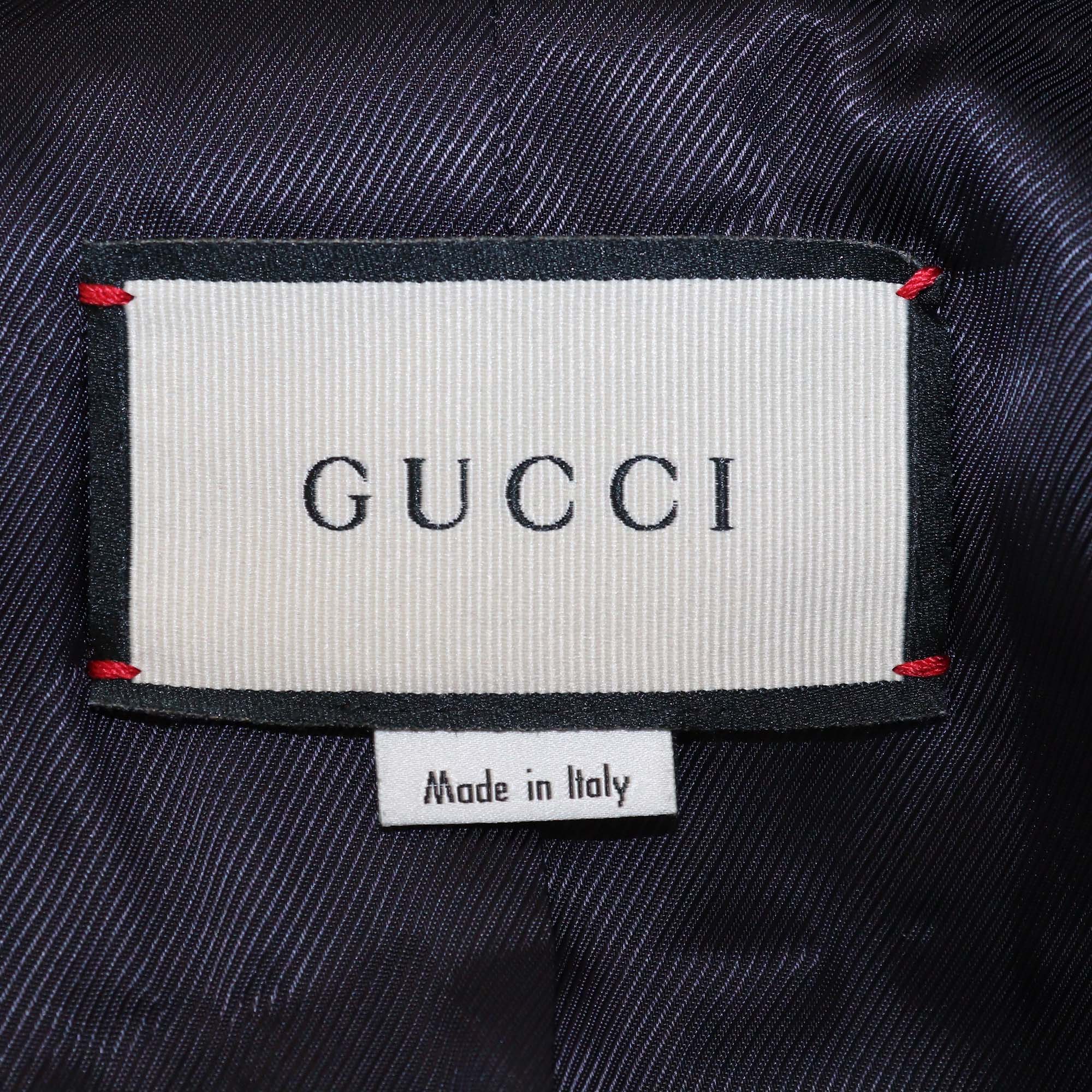 Gucci Navy Blue Wool Rajah Belted Coat