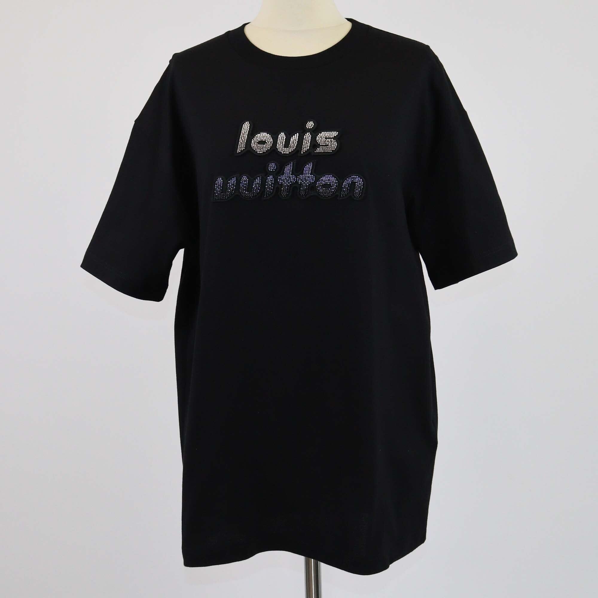 Louis Vuitton Black Logo Beaded Short Sleeve T-Shirt Mens Louis Vuitton 