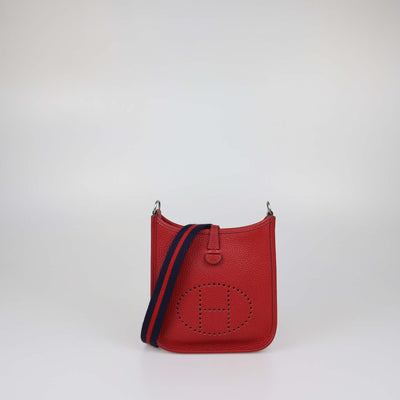 Hermes Red Clemence Leather Evelyne TPM Bag