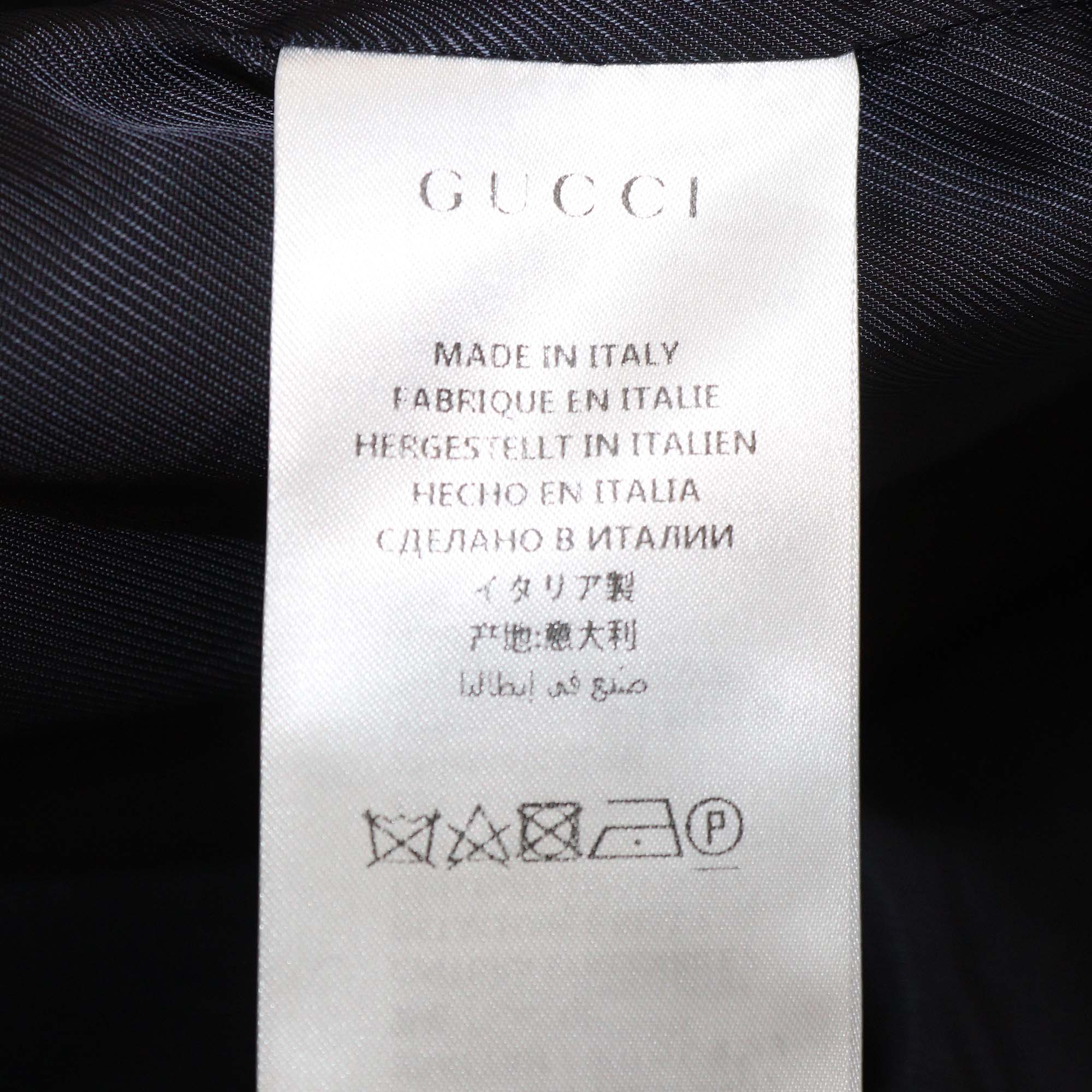 Gucci Navy Blue Wool Rajah Belted Coat