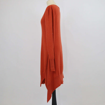 Stella McCartney Dark Orange Cashmere & Wool Knitted V Neck Sweater Dress