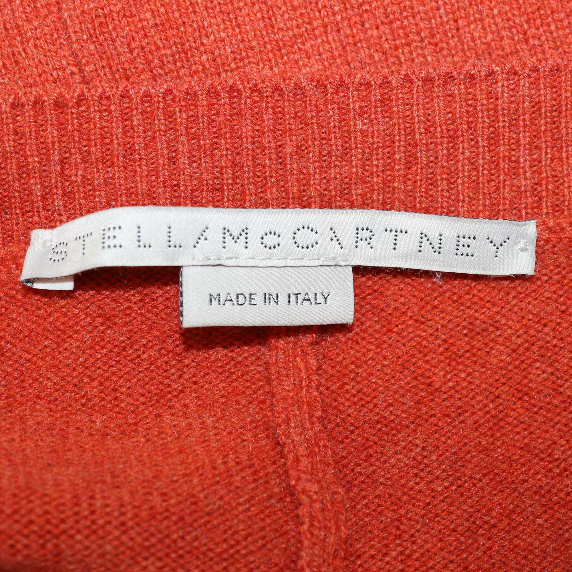 Stella McCartney Dark Orange Cashmere & Wool Knitted V Neck Sweater Dress