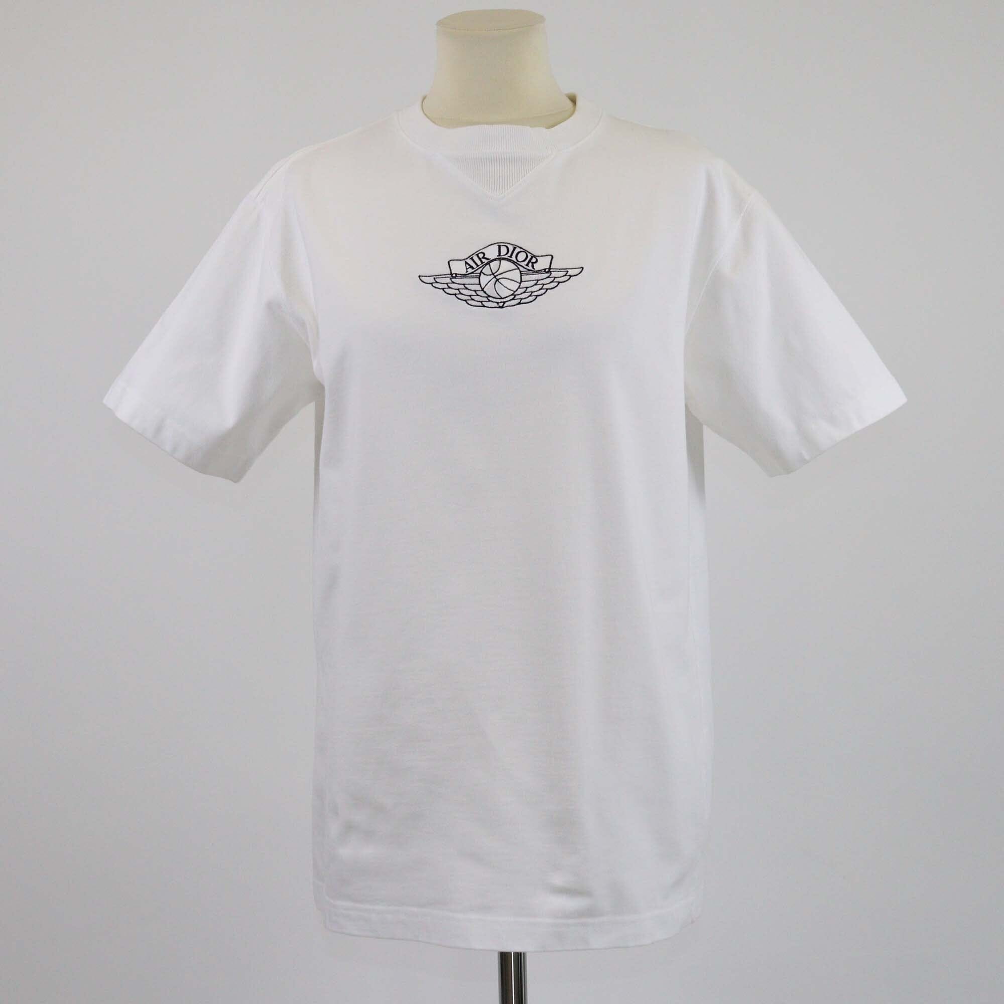 Christian Dior x Jordan White Logo Embroidered T-Shirt Womens Christian Dior x Air Jordan 