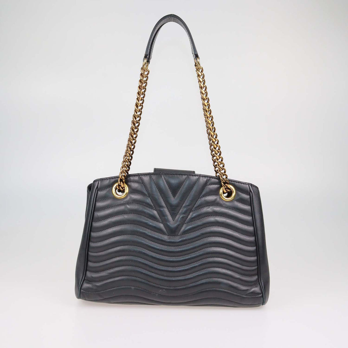 Louis Vuitton Black Leather New Wave Chain Tote