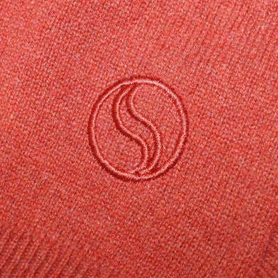 Stella McCartney Dark Orange Cashmere & Wool Knitted V Neck Sweater Dress