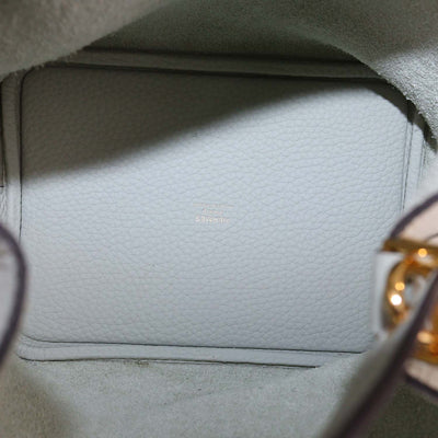 Hermes Gris Neve Clemence Leather Picotin Lock 18 Bag
