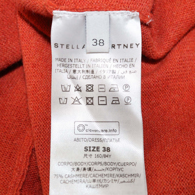 Stella McCartney Dark Orange Cashmere & Wool Knitted V Neck Sweater Dress