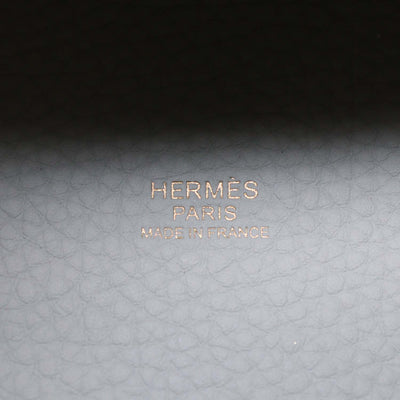 Hermes Gris Neve Clemence Leather Picotin Lock 18 Bag