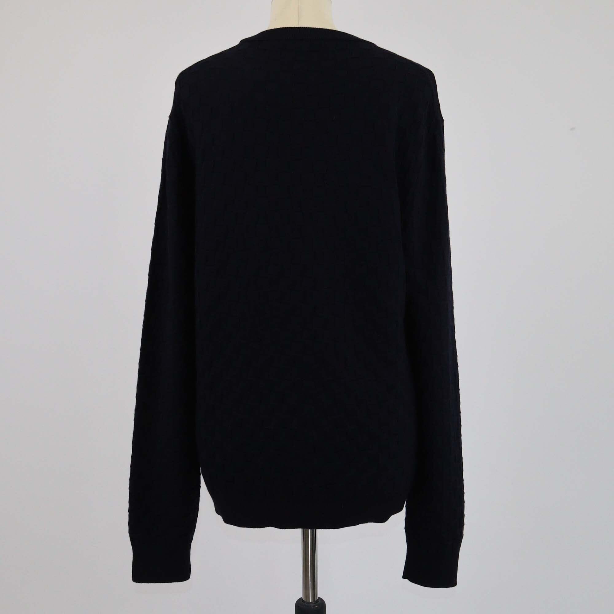 Louis Vuitton Bleu Damier Signature Crewneck Longsleeve Mens Louis Vuitton 