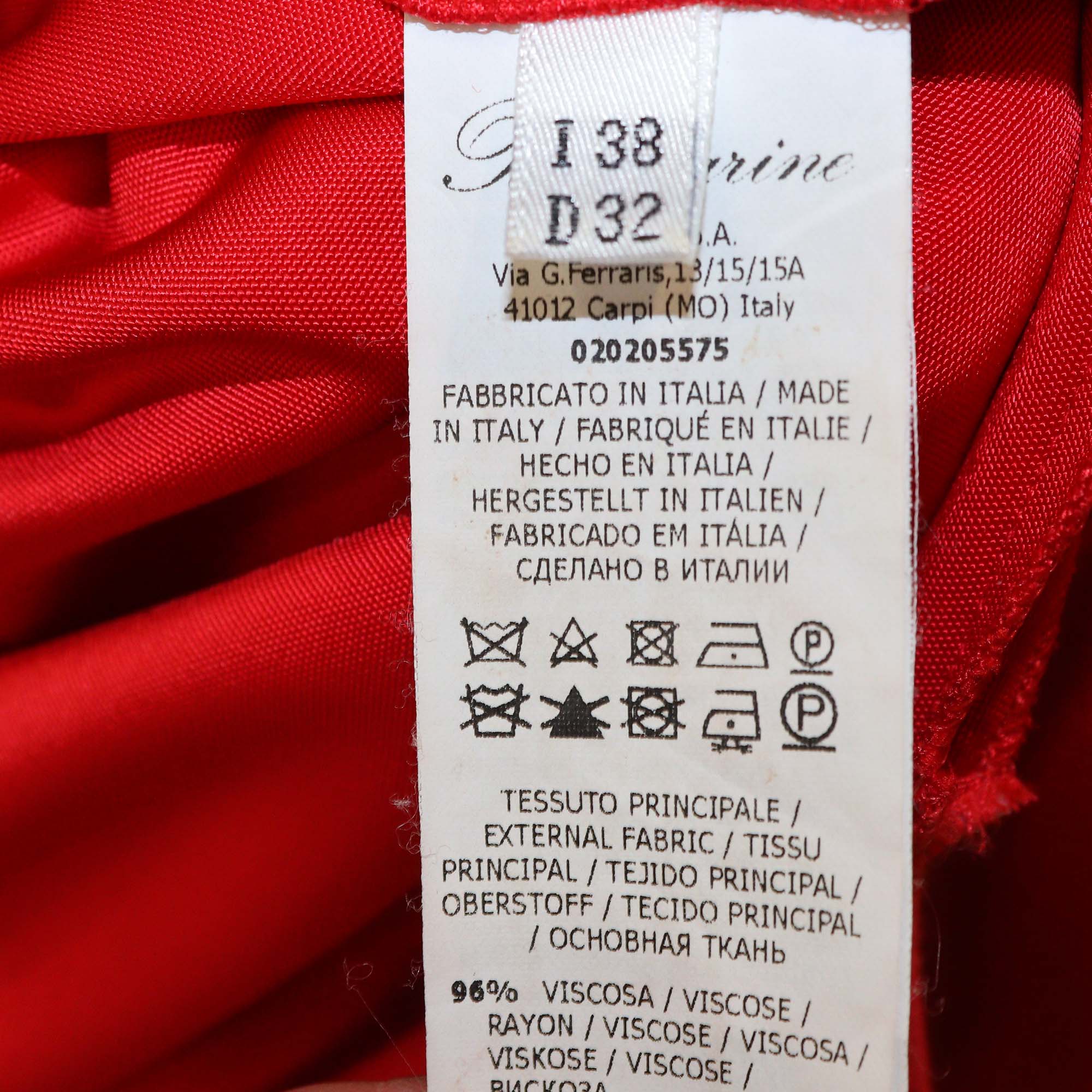 Blumarine Red Blend Viscose Open Back Long Sleeve Slit Maxi Dress