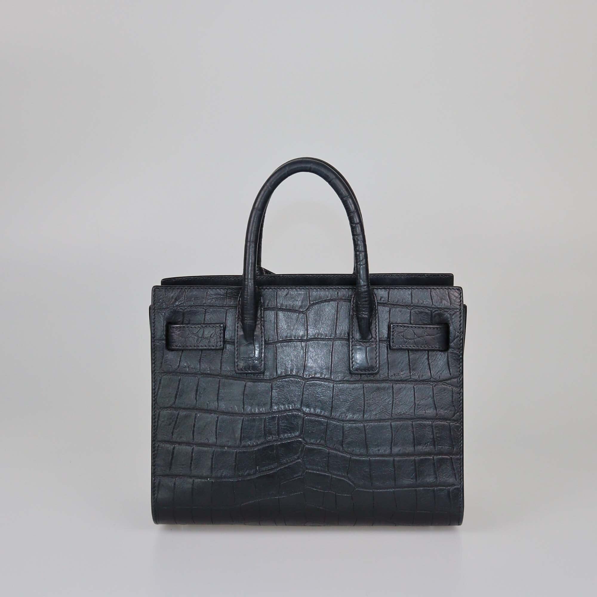 Saint Laurent Black Croc Embossed Nano Classic Sac De Jour Tote Womens Saint Laurent 