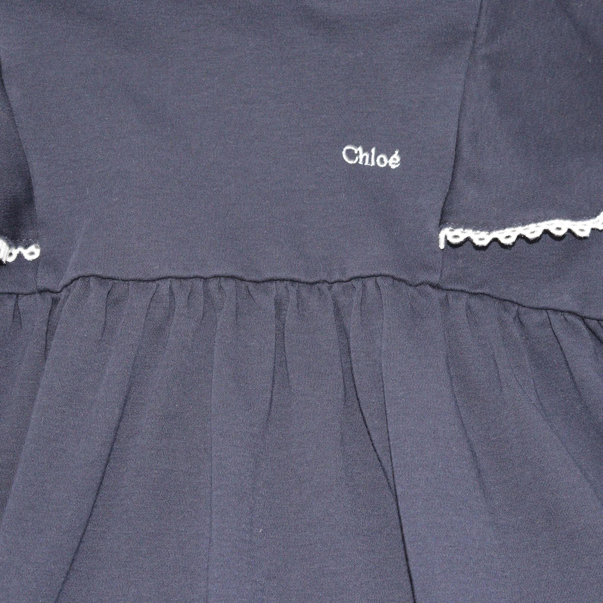 Chloe Kids Navy Blue Ruffle Short Sleeve Dress Kids Chloe Kids 