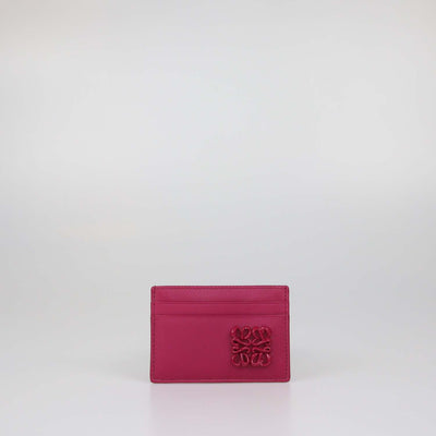 Loewe Fuchsia Leather Anagram Card Holder