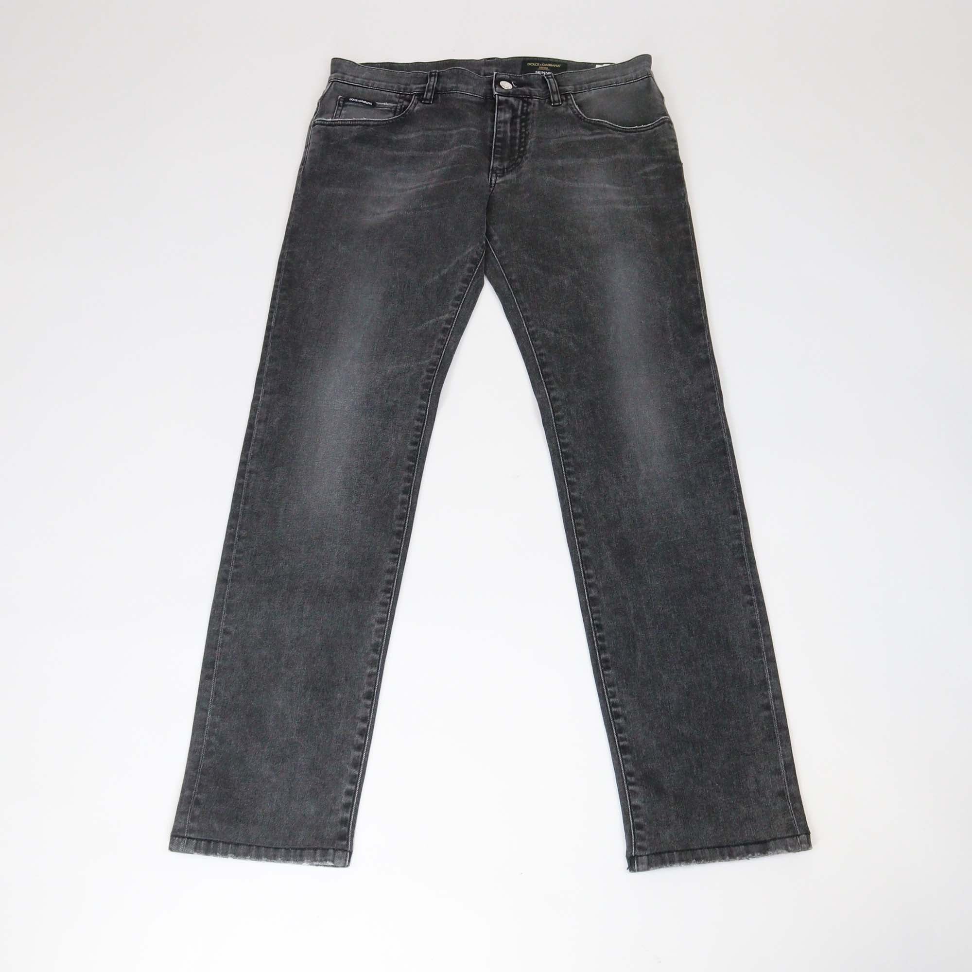 Dolce & Gabbana Black Washed Denim Ripped Skinny Fit Pants