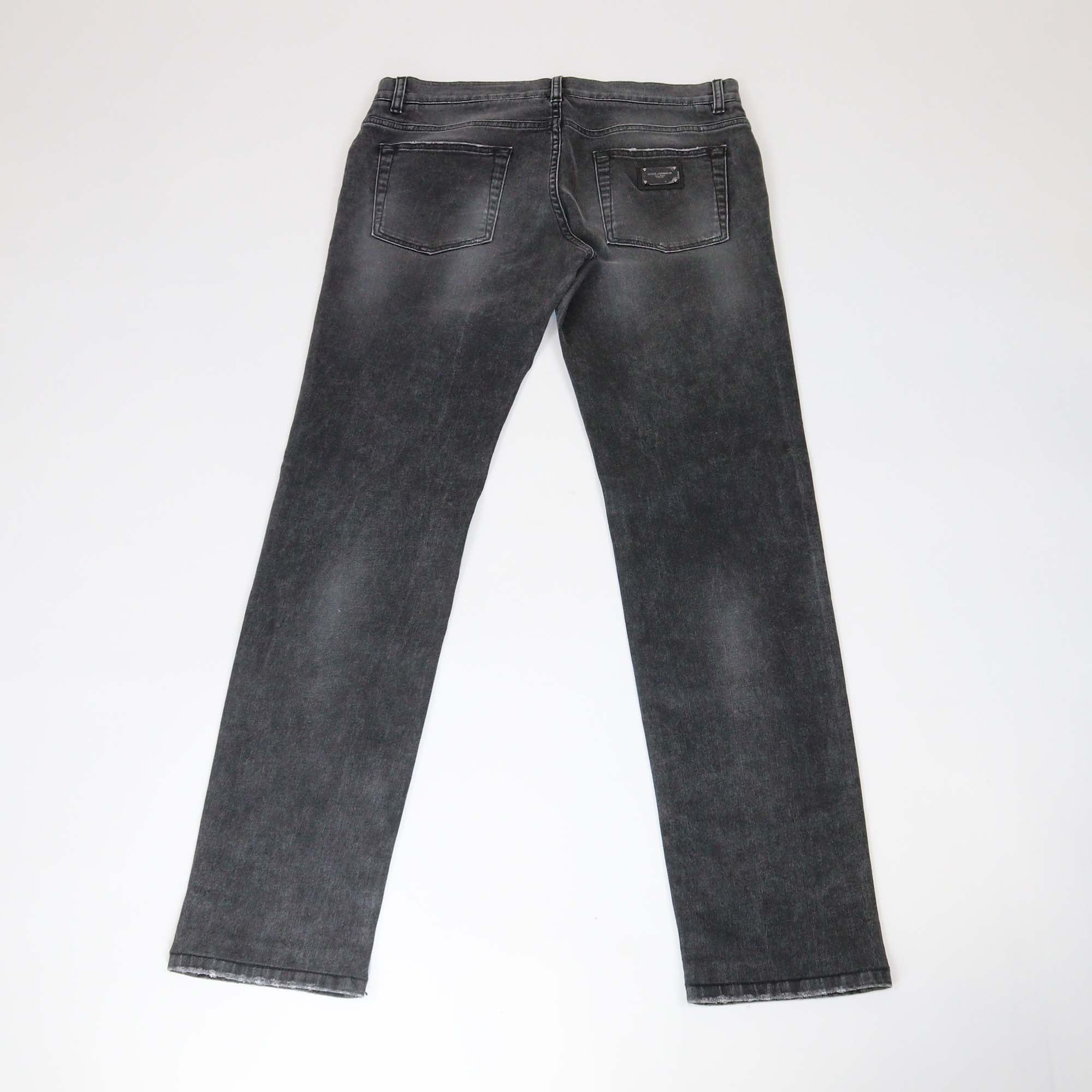 Dolce & Gabbana Black Washed Denim Ripped Skinny Fit Pants
