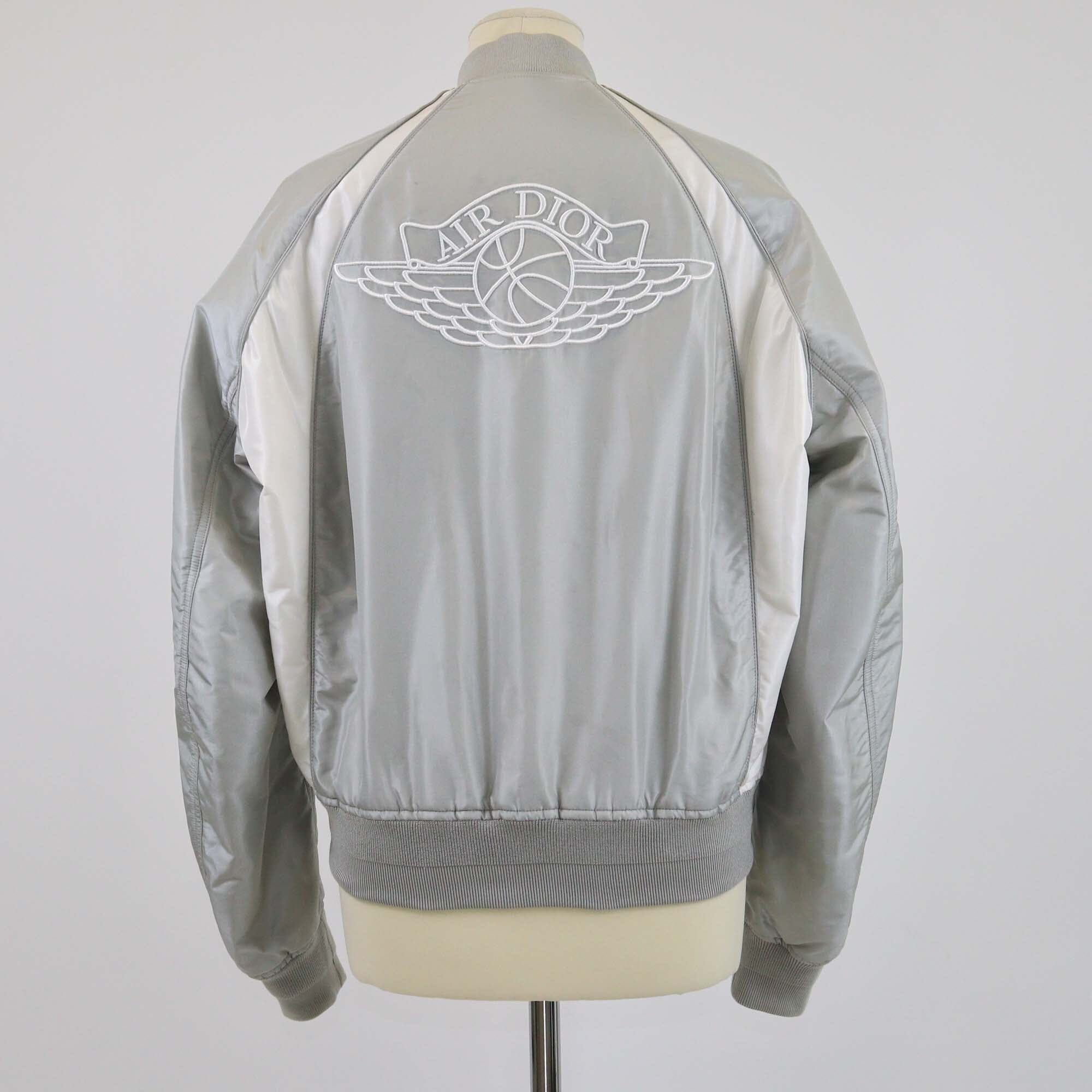 Christian Dior x Jordan Grey Logo Embroidered Bomber Jacket Womens Christian Dior x Air Jordan 