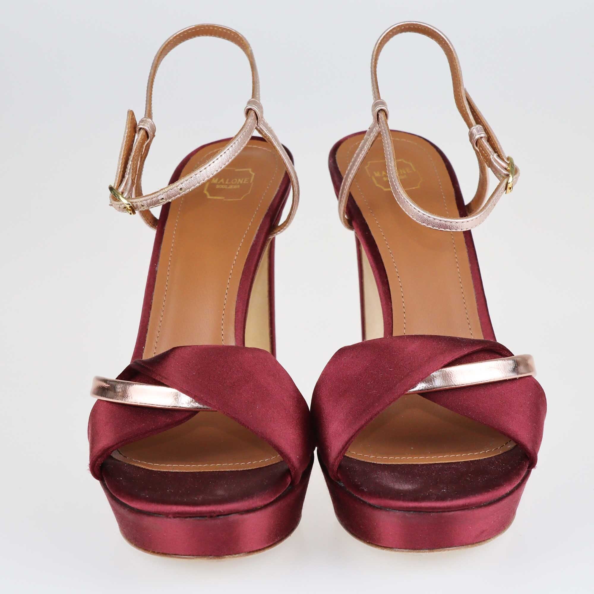 Malone Souliers Burgundy/Rose Gold Lauren Platform Sandals Shoes Malone Souliers 