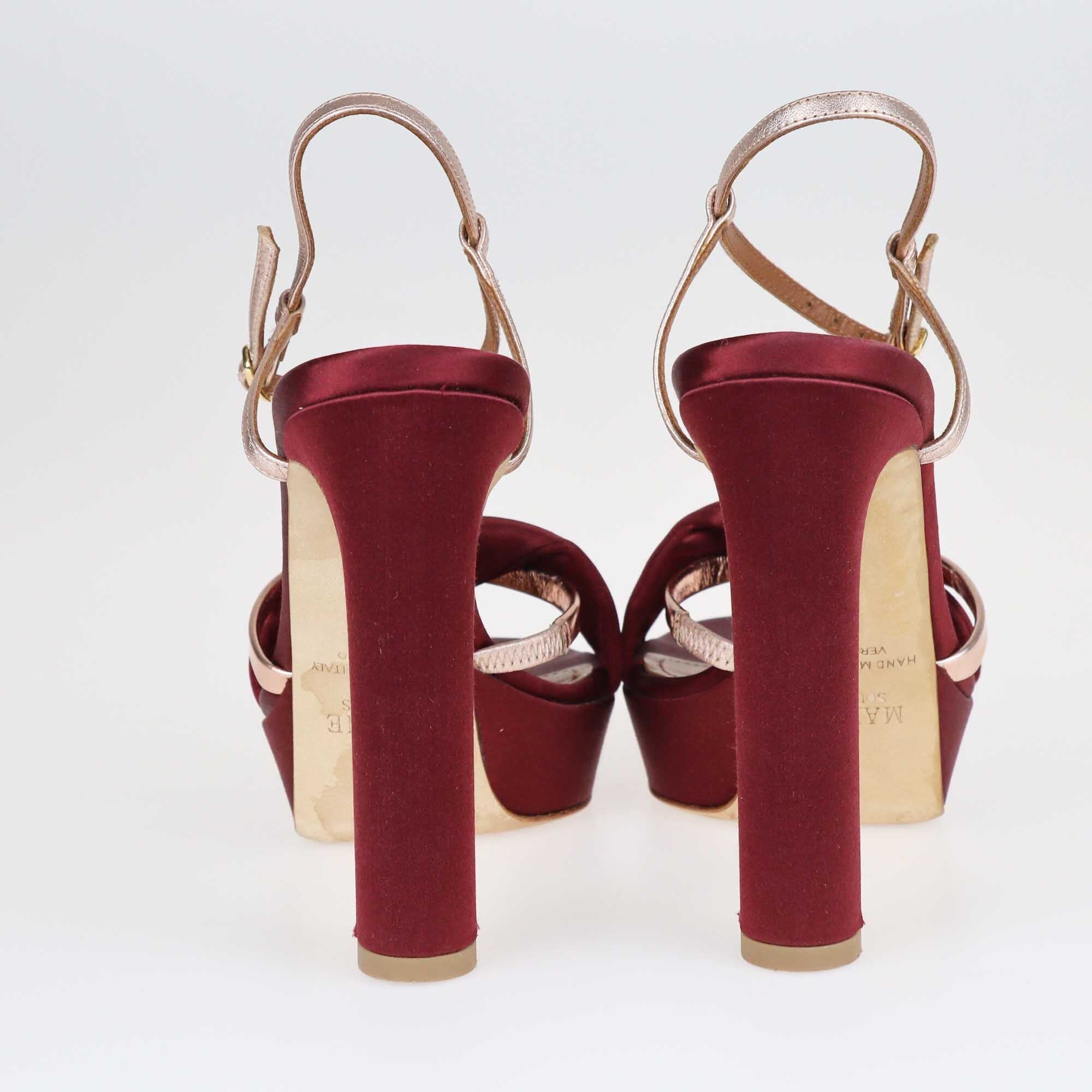 Malone Souliers Burgundy/Rose Gold Lauren Platform Sandals Shoes Malone Souliers 