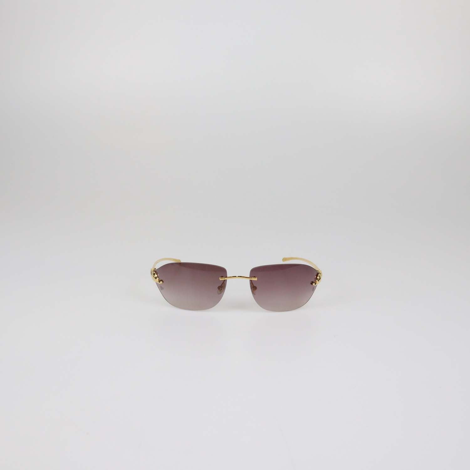 Cartier Burgundy Gradient Panthere de Cartier Rimless Sunglasses