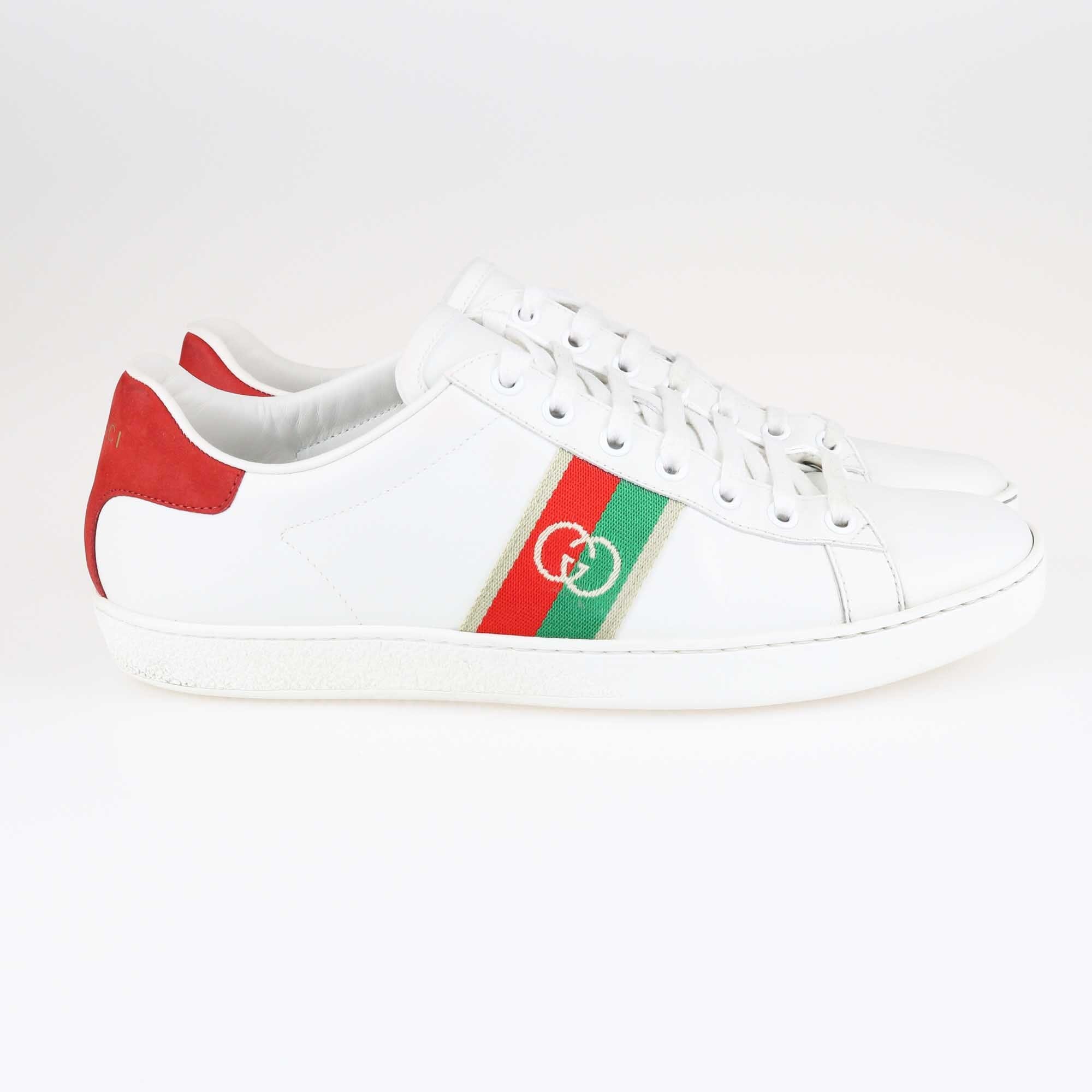 Gucci White Embroidered Bee Ace Sneakers Shoes Gucci 