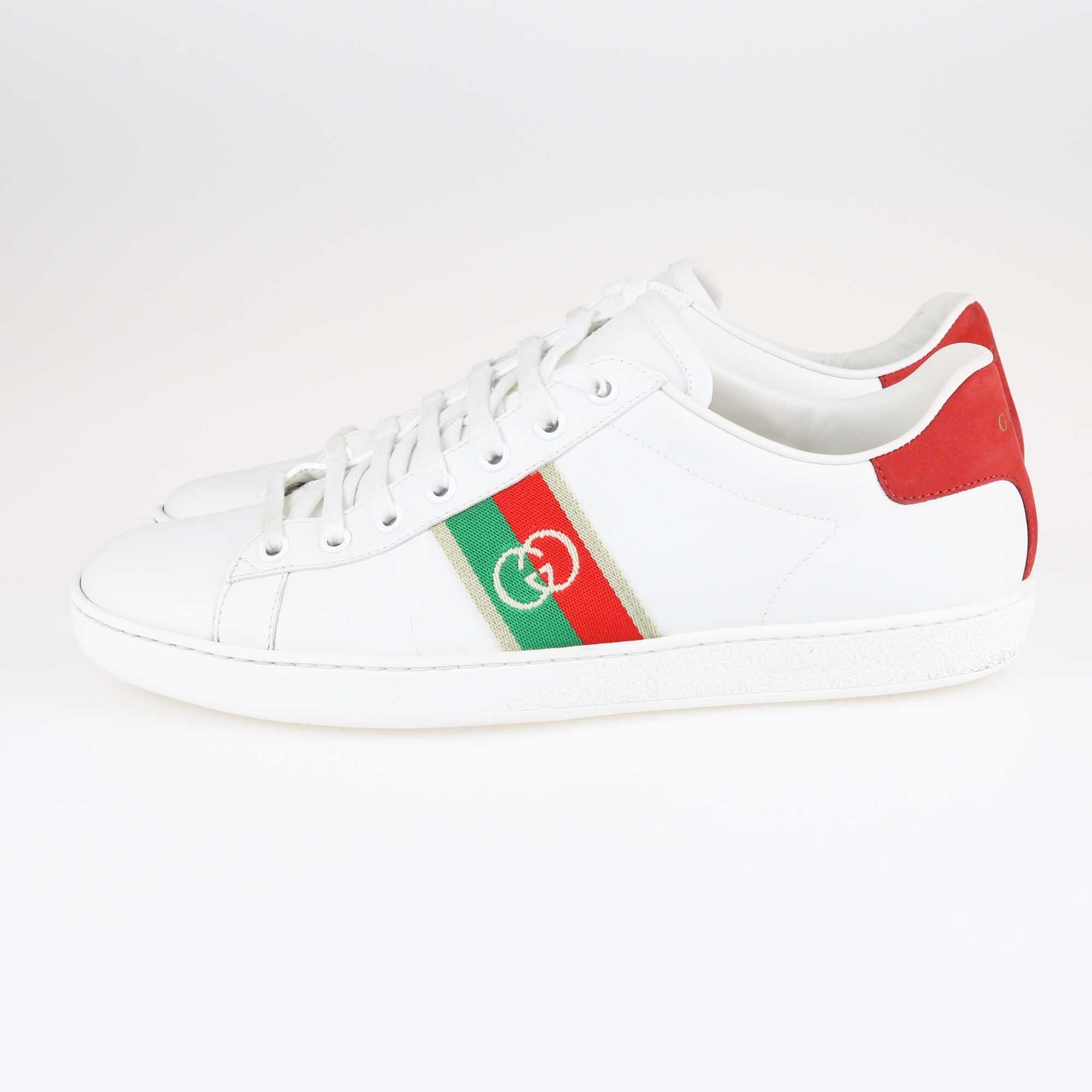 Gucci White Embroidered Bee Ace Sneakers Shoes Gucci 