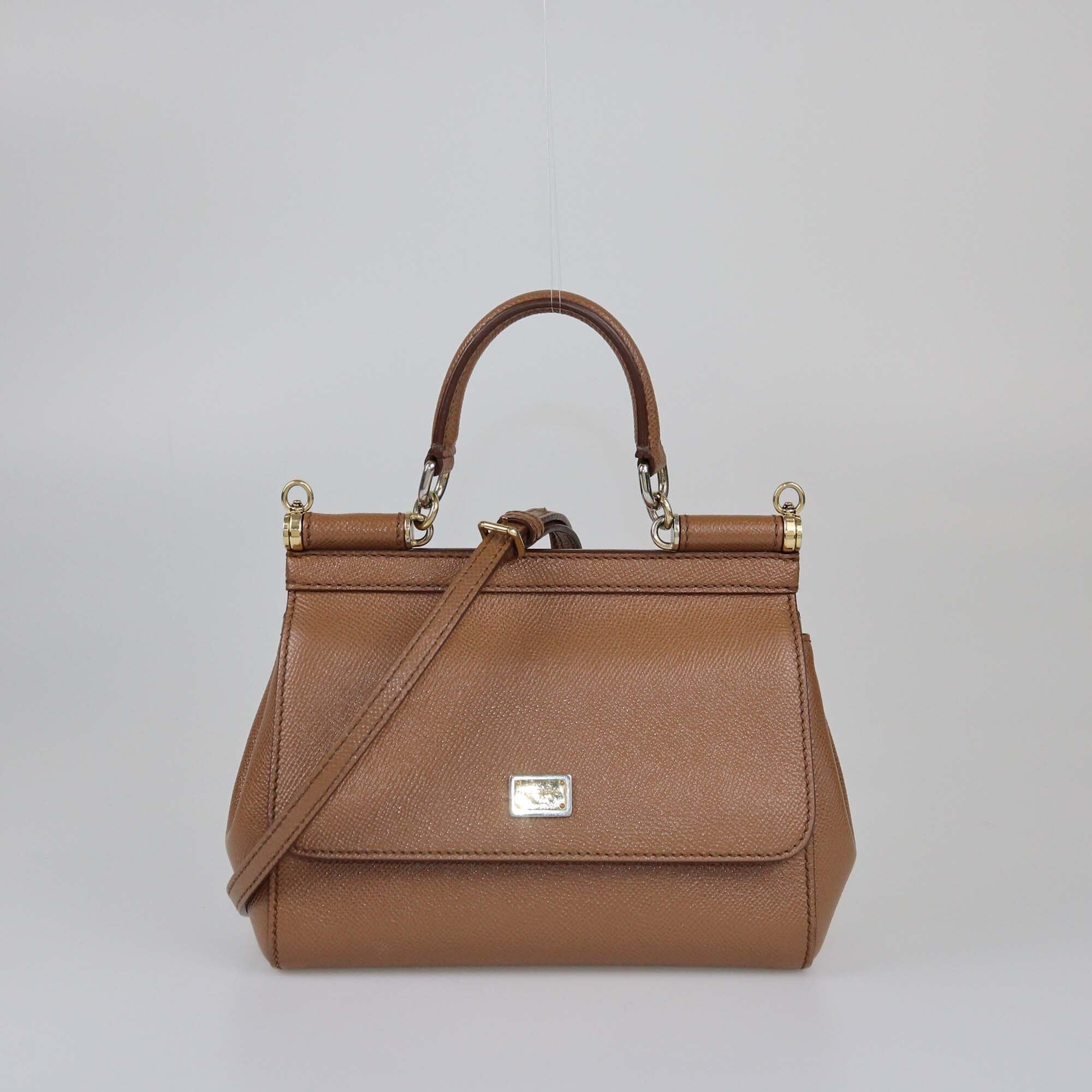 Dolce & Gabbana Brown Small Miss Sicily Top Handle Bag Womens Dolce & Gabbana 