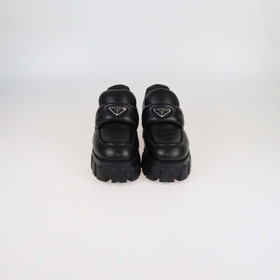 Prada Black Leather Soft Padded Platform Oxford Loafers Womens Prada 