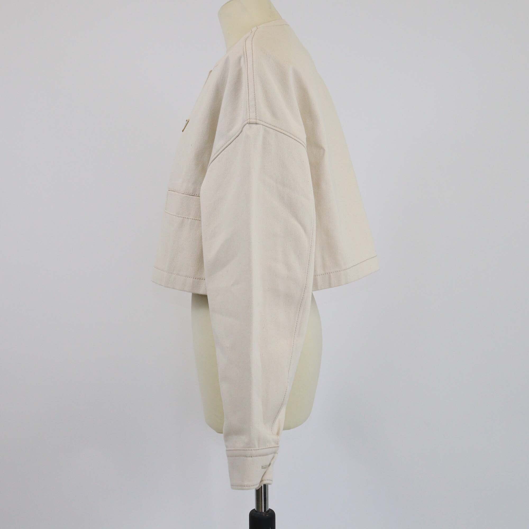 Prada Cream Cropped Blouson Jacket Womens Prada 