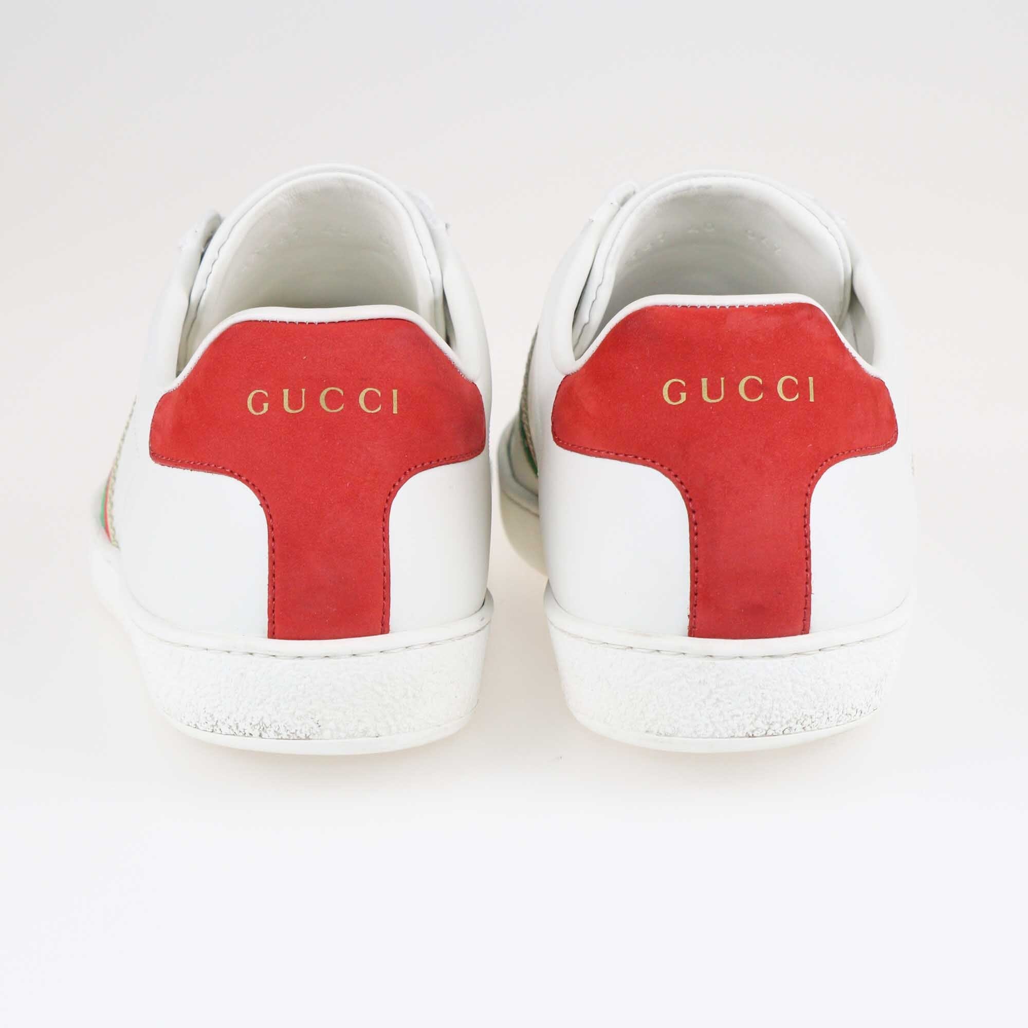 Gucci White Embroidered Bee Ace Sneakers Shoes Gucci 