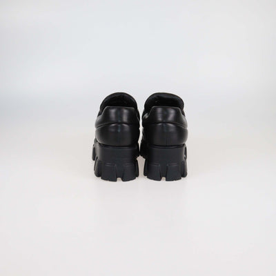 Prada Black Leather Soft Padded Platform Oxford Loafers Womens Prada 