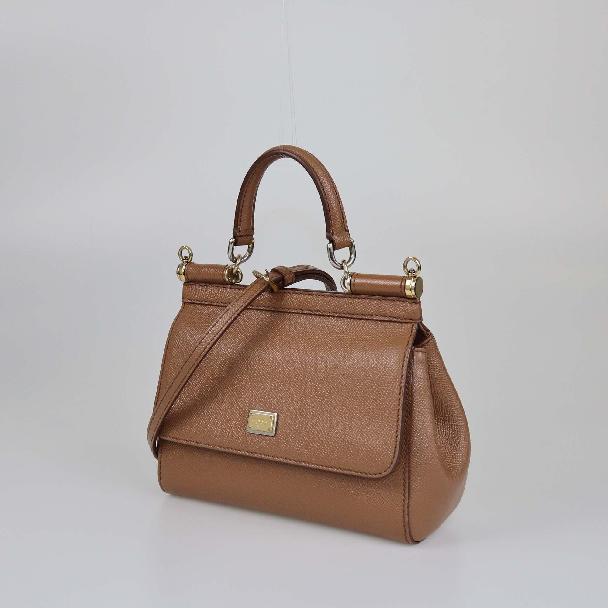 Dolce & Gabbana Brown Small Miss Sicily Top Handle Bag Womens Dolce & Gabbana 