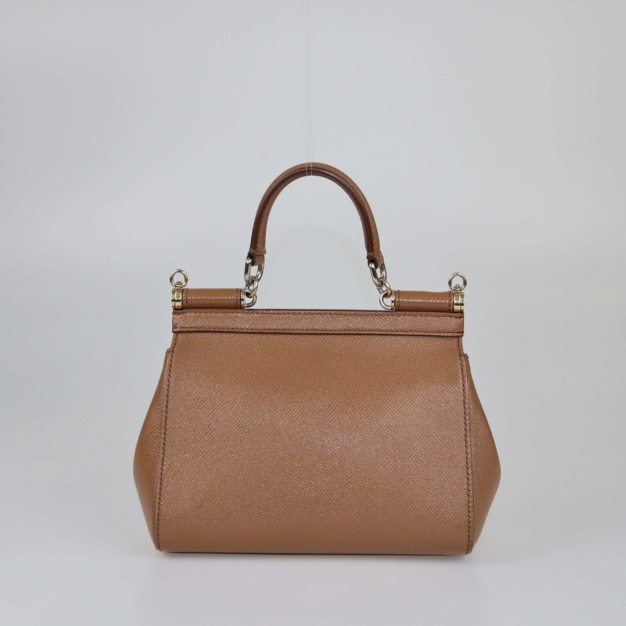 Dolce & Gabbana Brown Small Miss Sicily Top Handle Bag Womens Dolce & Gabbana 