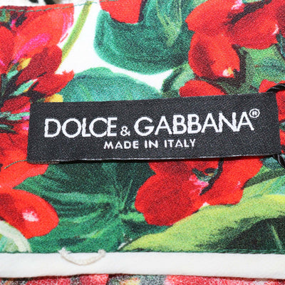 Dolce & Gabbana Multicolor Blend Cotton Floral Print Lace Trim Midi Skirt