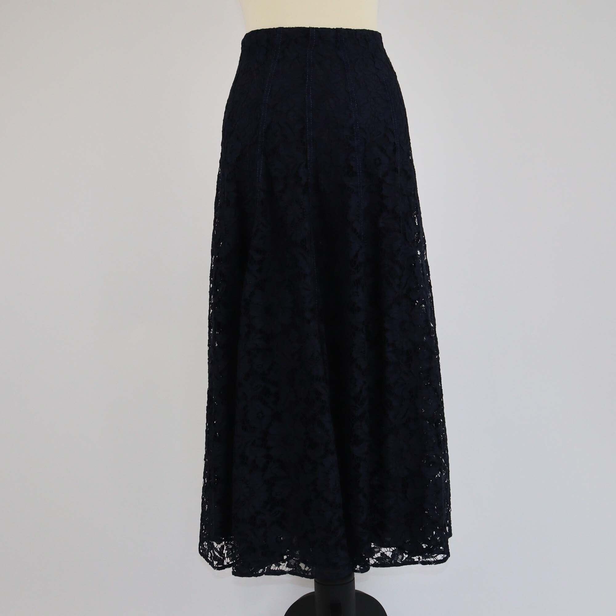 Valentino Navy Blue Lace Corded Midi Skirt Womens Valentino 