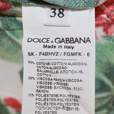 Dolce & Gabbana Multicolor Blend Cotton Floral Print Lace Trim Midi Skirt