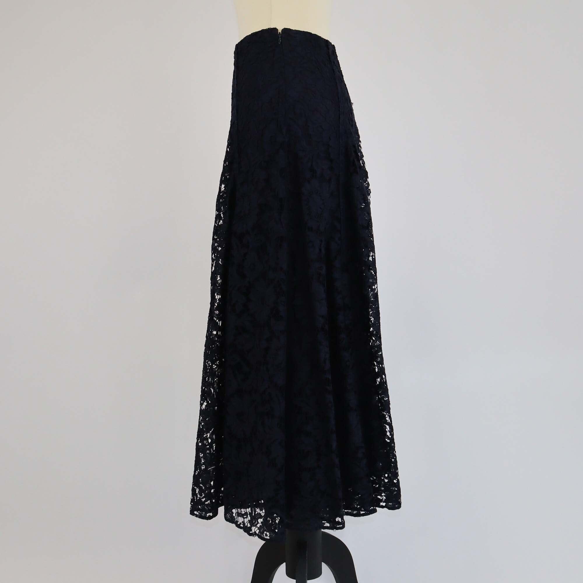 Valentino Navy Blue Lace Corded Midi Skirt Womens Valentino 