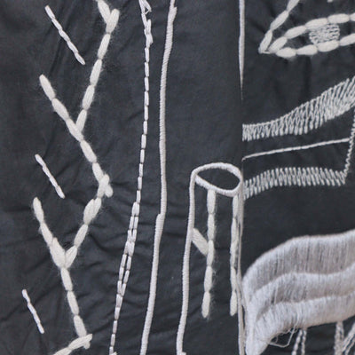 Rick Owens Black Cotton Messiah Embroidered Oversized Sleeveless Vest