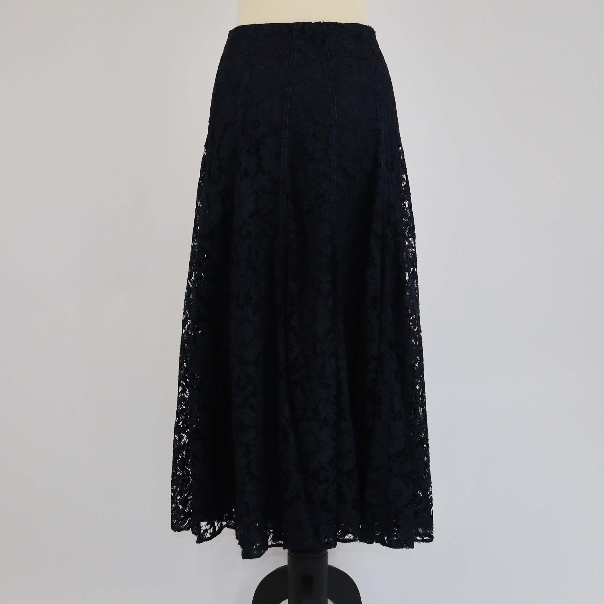 Valentino Navy Blue Lace Corded Midi Skirt Womens Valentino 