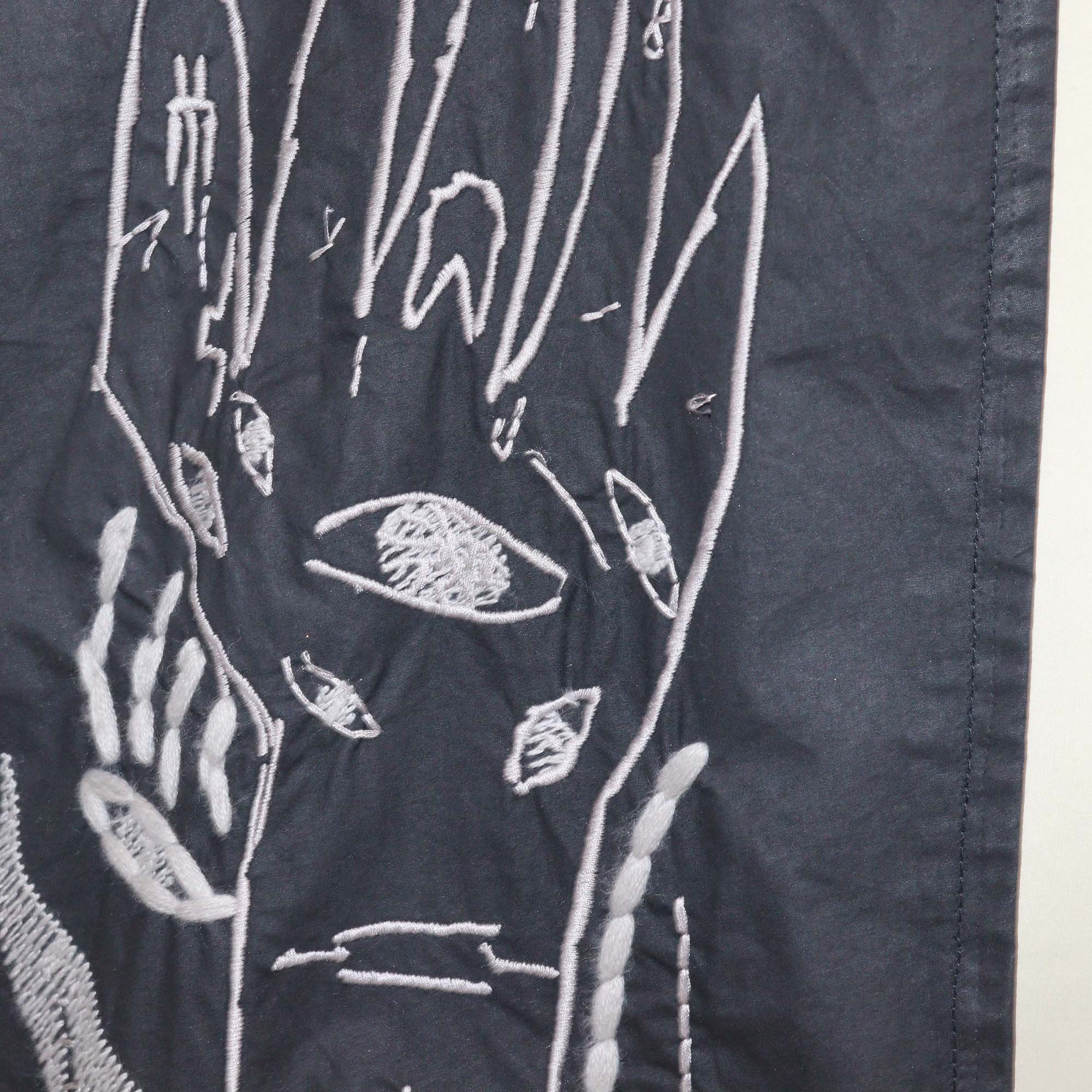 Rick Owens Black Cotton Messiah Embroidered Oversized Sleeveless Vest